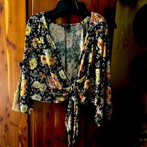 Lane Bryant cropped tie front cardigan